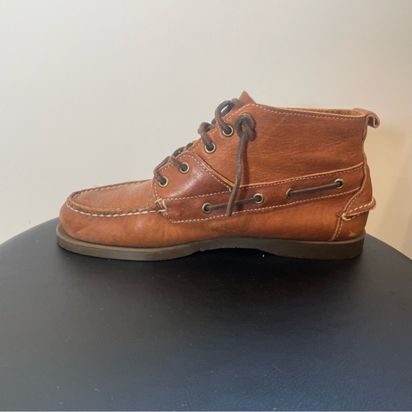 Sebago Chukka Hi Leather Boot Slip On Lace Up Shoe mens 8 brown loafer moccasin - Picture 2 of 8